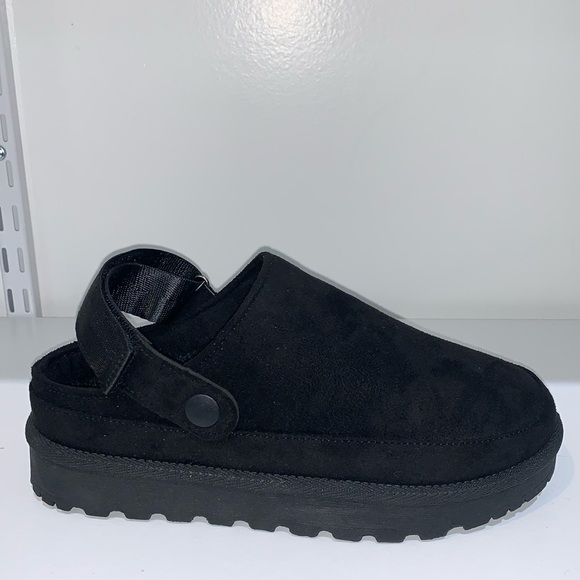 BLACK CLOG FUR SANDALS - Picture 1 of 8